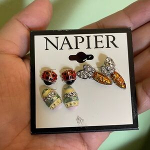 Napier Ladybug, Easter Egg and Carrots Earrings Bundle